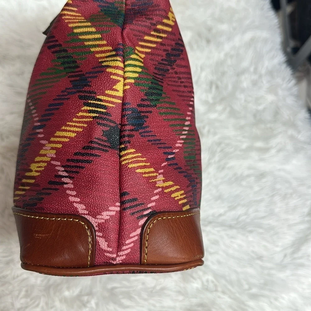 Dooney and Bourke Plaid Tartan Dome Handbag with Pebbled leather